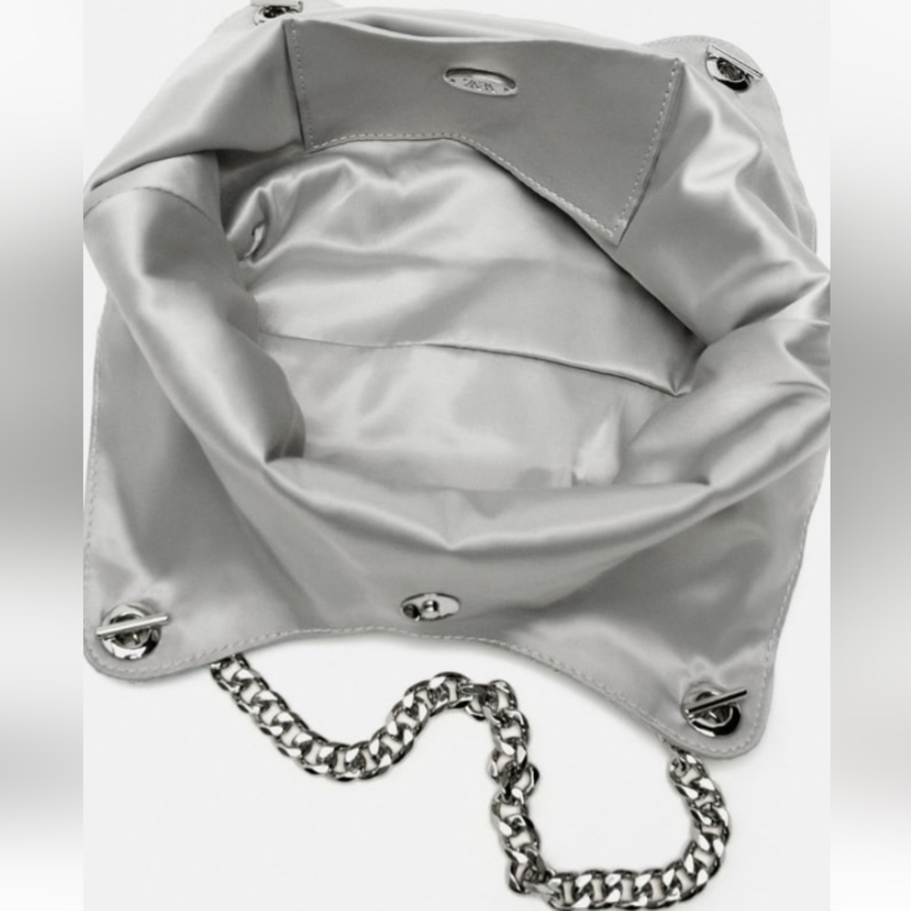 Zara Rhinestones Mini Silver Sparkly Tote - Picture 10 of 12